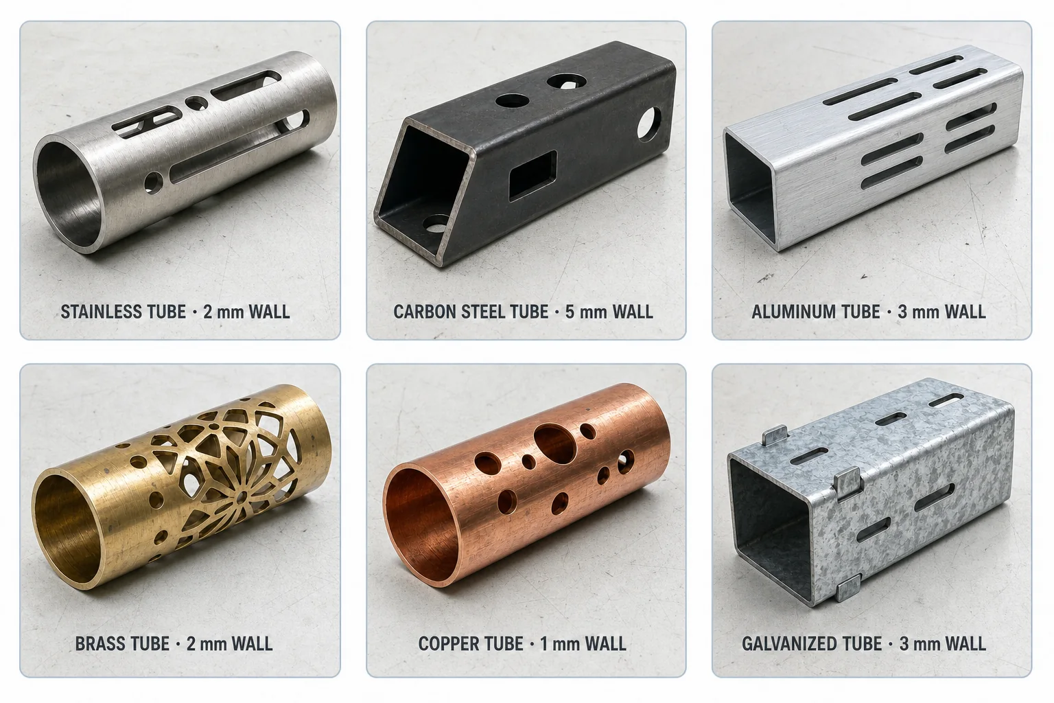 AX-6000T laser-cut material and thickness samples